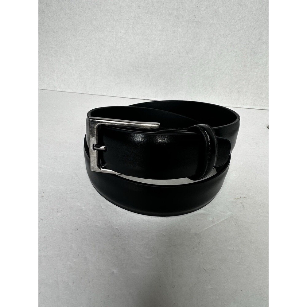 Florsheim Black Leather Belt with Silver Buckle